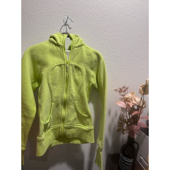 Lululemon Scuba Hoodie Neon Yellow Size 4 Full Zip (Zipper Pull Missing) - Picture 1 of 5